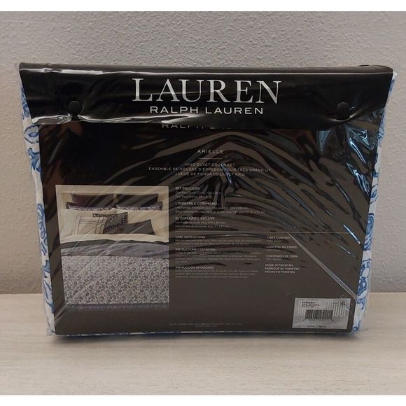 Ralph Lauren ARIELLE FLORAL Navy White 100% Cotton King Duvet Cover Set - Picture 7 of 10